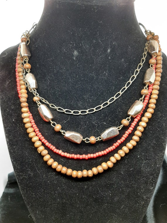 Vintage Red Salmon Coral Beaded Necklace