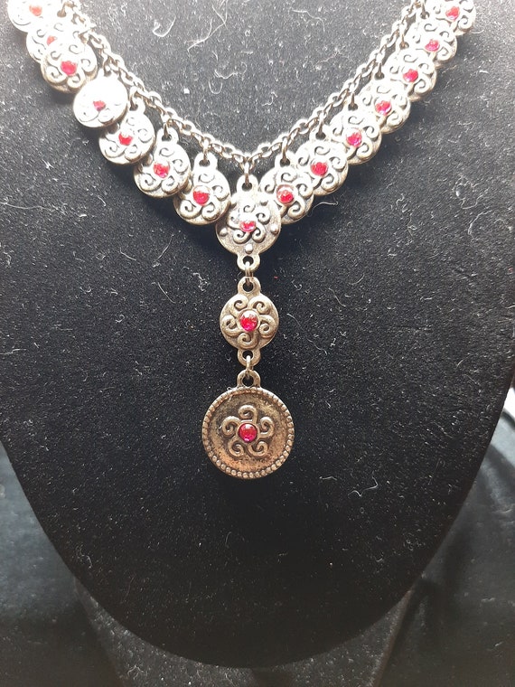 Vintage Avon Gem Floral Necklace, w/matching earri