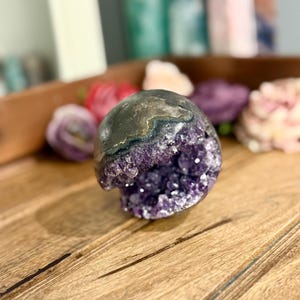 Amethyst Druzy Geode Sphere – Spiritual Protection & Inner Peace