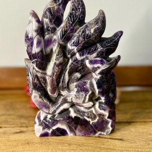 Chevron Amethyst Nine Tail Fox Carving