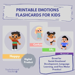Emoties Flashcards voor kinderen, kleuters, peuters | Sociaal emotioneel leren, woordenschat, gevoelens, afdrukbaar | DIGITALE DOWNLOAD