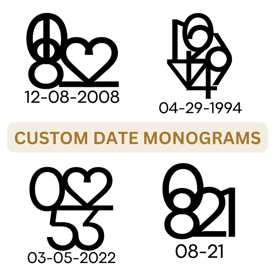 Custom Date Logo Design Monogram, Tattoo Design, Birthday Year ...