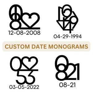 Monogramme personnalisé de conception de logo de date, conception de tatouage, cadeau personnalisé d&#39;année d&#39;anniversaire, monogramme moderne minimaliste de couple de logo de numéro d&#39;anniversaire
