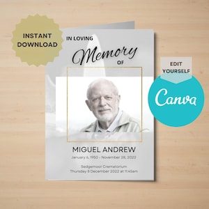 Editable Funeral Program Template, Funeral Memorial program, Funeral Service In loving Memory, Obituary Celebration of life