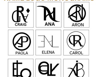 Custom Name Logo Design Personalized Name Monogram, Tattoo Design Personalized Gift Idea, Minimalist Modern Initials Logo Couples Monogram