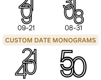 Création de logo monogramme date personnalisé, conception de tatouage, cadeau personnalisé d'anniversaire, anniversaire de mariage, souvenirs, logo numérique moderne minimaliste