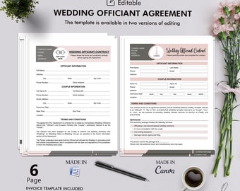 Wedding Officiant Contract Agreement, Marriage Ceremony Terms, Editable Template, Instant Download