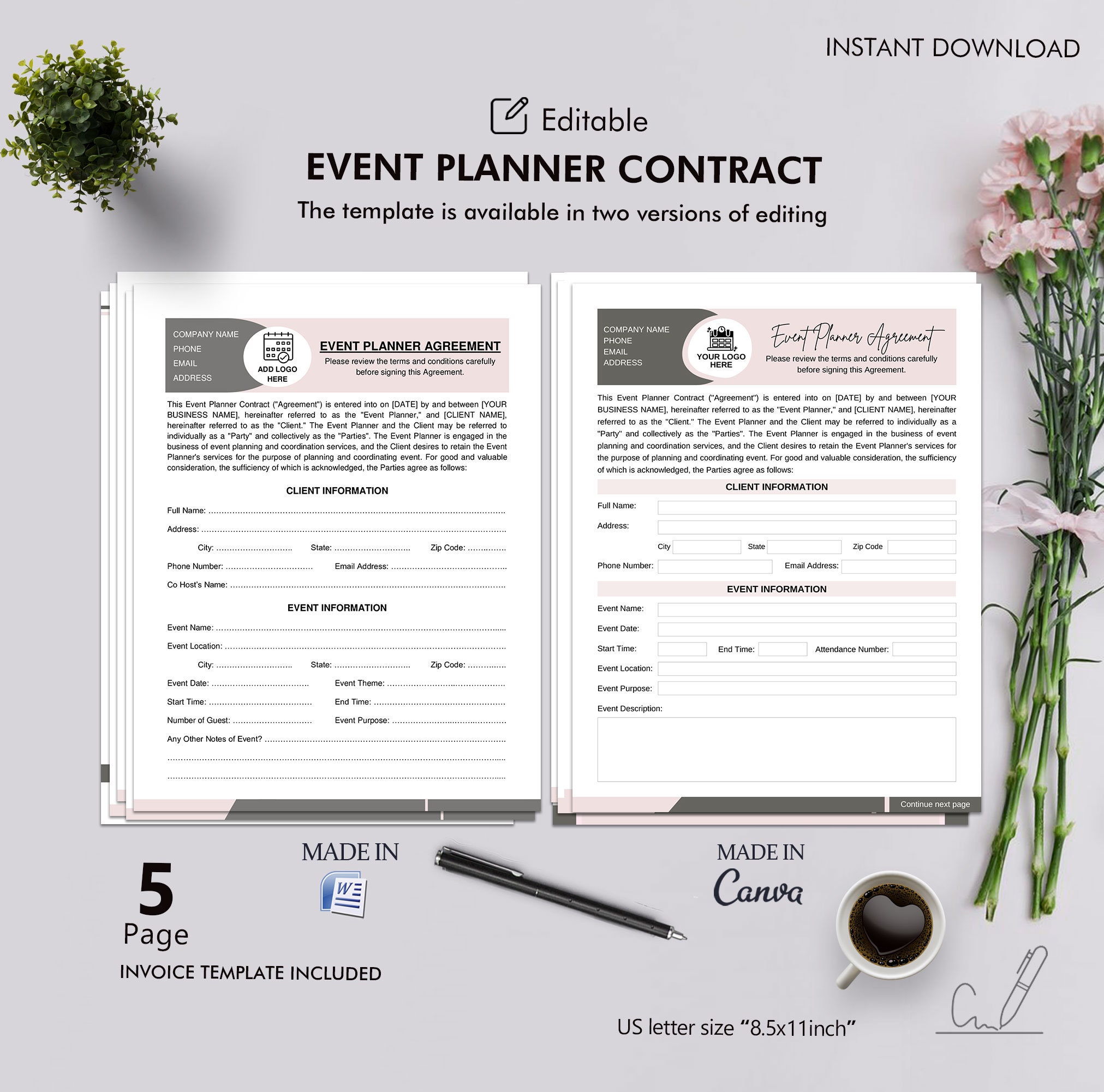 event-planner-contract-agreement-editable-template-instant-download