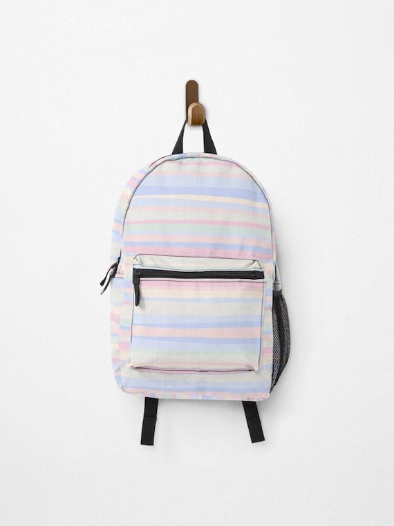 Pastel Striped Backpack Stripe Backpack Travel Backpack Laptop Backpack Back to School Sale Pastel Coloured Backpack Women s Bag Etsy