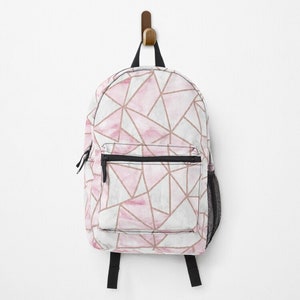 Geometric marble backpack | Pink marble backpack | Travel backpack | Laptop backpack | Back to school sale | Pink geometric backpack