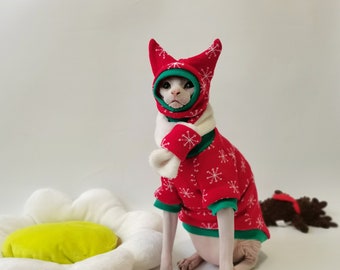Hairless cat Christmas clothes|New Year's cat clothes|Sphinx cat clothes|Devon clothes|Winter knitted sweater