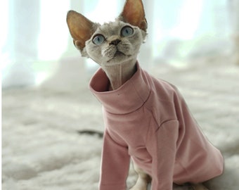 Sphinx clothes, Devon cat clothes, knitwear, high collar warm, solid color