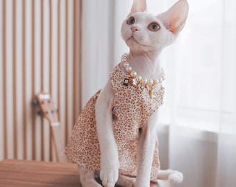 Spring and summer cat clothing, Devon rex cat, Sphinx hairless cat dress