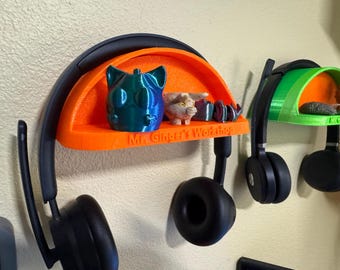 Soporte para auriculares de pared - Compartimento secreto - Personalízalo con tu nombre - Múltiples combinaciones de colores - Impreso en 3D