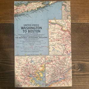 Augustus 1962: NG-kaart van Washington naar Boston - National Geographic