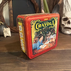 1992 Crayola Crayon Holiday Tin Box - Made in USA