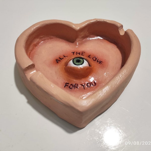 All the Love for You Handmade clay ashtray | incense holder | incense burner for stick | jewelry plate, home decoration