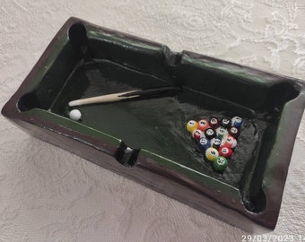 Handmade Pool Table Ashtray - Striking Game Room Decor, Perfect Gift for Billiards Lovers