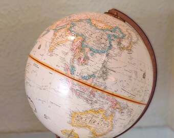 Vintage Replogle World Classic Globe - Rotating World Map 13"H x 9"D -  Desktop Globe - Wood Base - Office/Desktop/Library/Geography