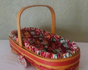 Vintage Woven Longaberger Basket - May Series Tulip Basket - 14x6 - Signed 1995 - Farmhouse/Cottage/Organic/Boho