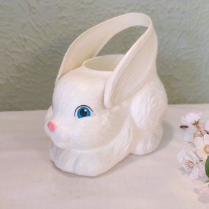 Vintage Empire Easter Bunny Rabbit Blow Mold Plastic Basket Bucket - Swing Handle - Holiday/Easter Egg Basket/Nostalgic