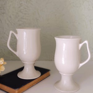 Vintage Set of 2 Hall USA 1473 Irish Coffee Mugs - Ivory/White Color - Tea, Cocoa, Coffee Cups - 10 oz. - MCM/ Boho/ Farmhouse/ Replacement