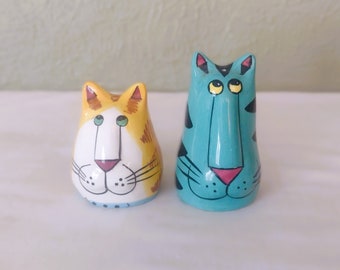 Salière et poivrière en céramique Catzilla vintage - Candace Reiter Cats - Fantaisiste/amoureux des chats/collectionneur de chats