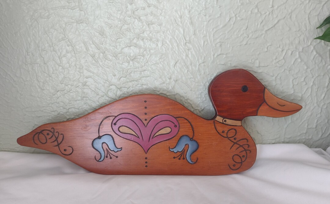 Vintage Wooden/wood Duck Wall Plaque, Wall Hanging Carved, Etched Folk Art/country/farmhouse