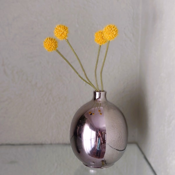 Silver Colored Chrome Style Vase - Mercury Glass Silver Mirrored Flower Vase - 8"H - Reflective/ Modern/ Eclectic/ Minimalist