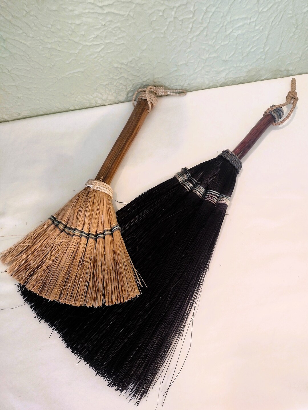 Set of 2 Decorative Straw Brooms for Hanging Natural Straw Etsy