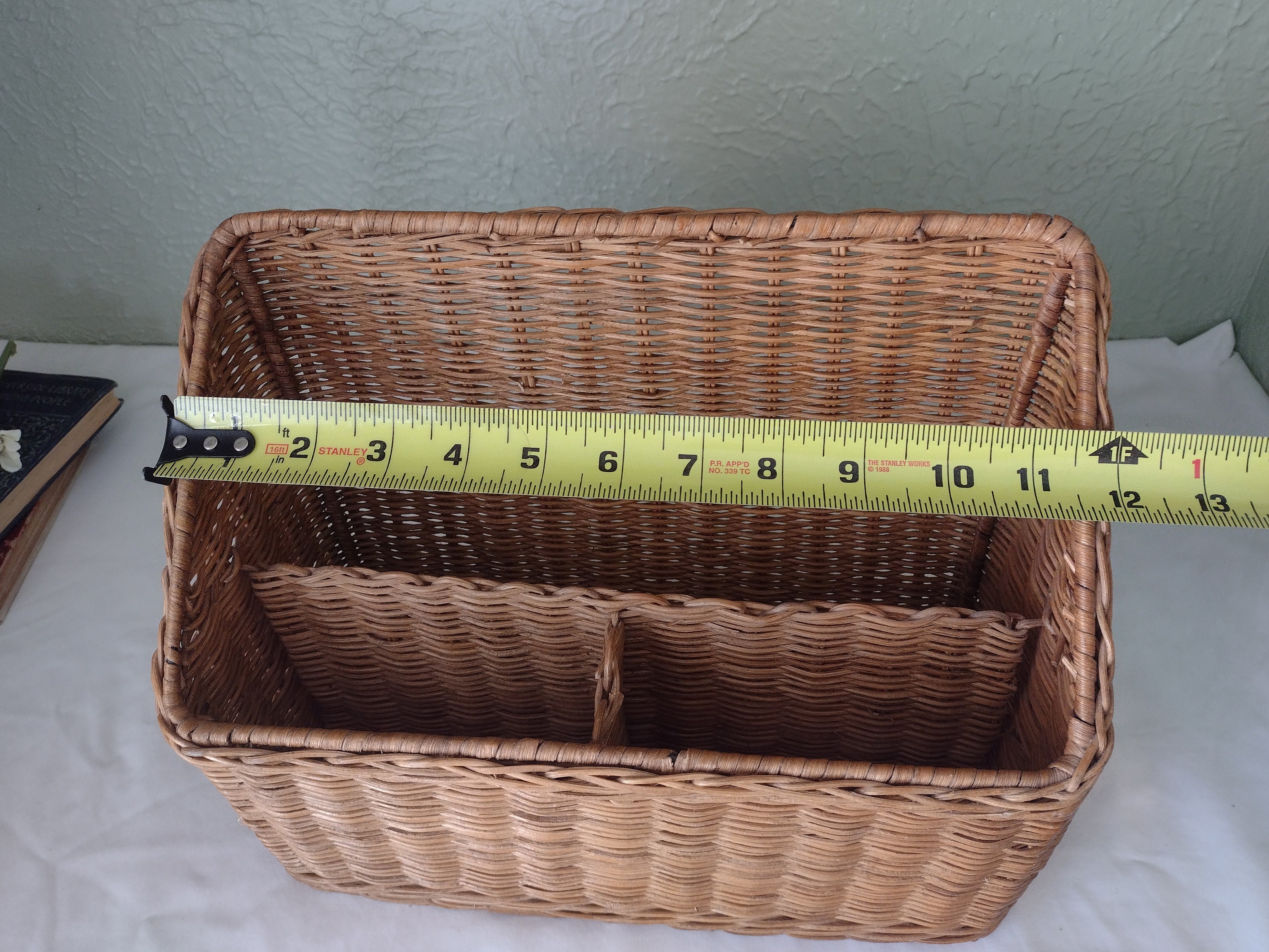 Vintage Wicker Basket Rattan Mail/letter Holder Sorter Etsy