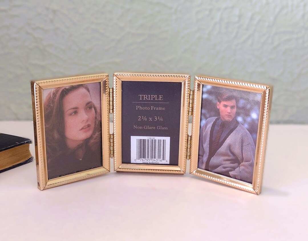 Vintage Tri-fold Gold Tone Photo Frames - Triple/ Hinged Tri-fold ...