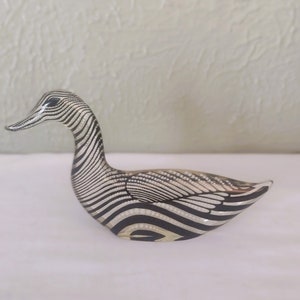 Vintage Abraham Palatnik Lucite Duck Figurine - 7&quot; Acrylic Duck/Bird - Black, White, Clear - Modern/ Mid Century/ Minimalist/