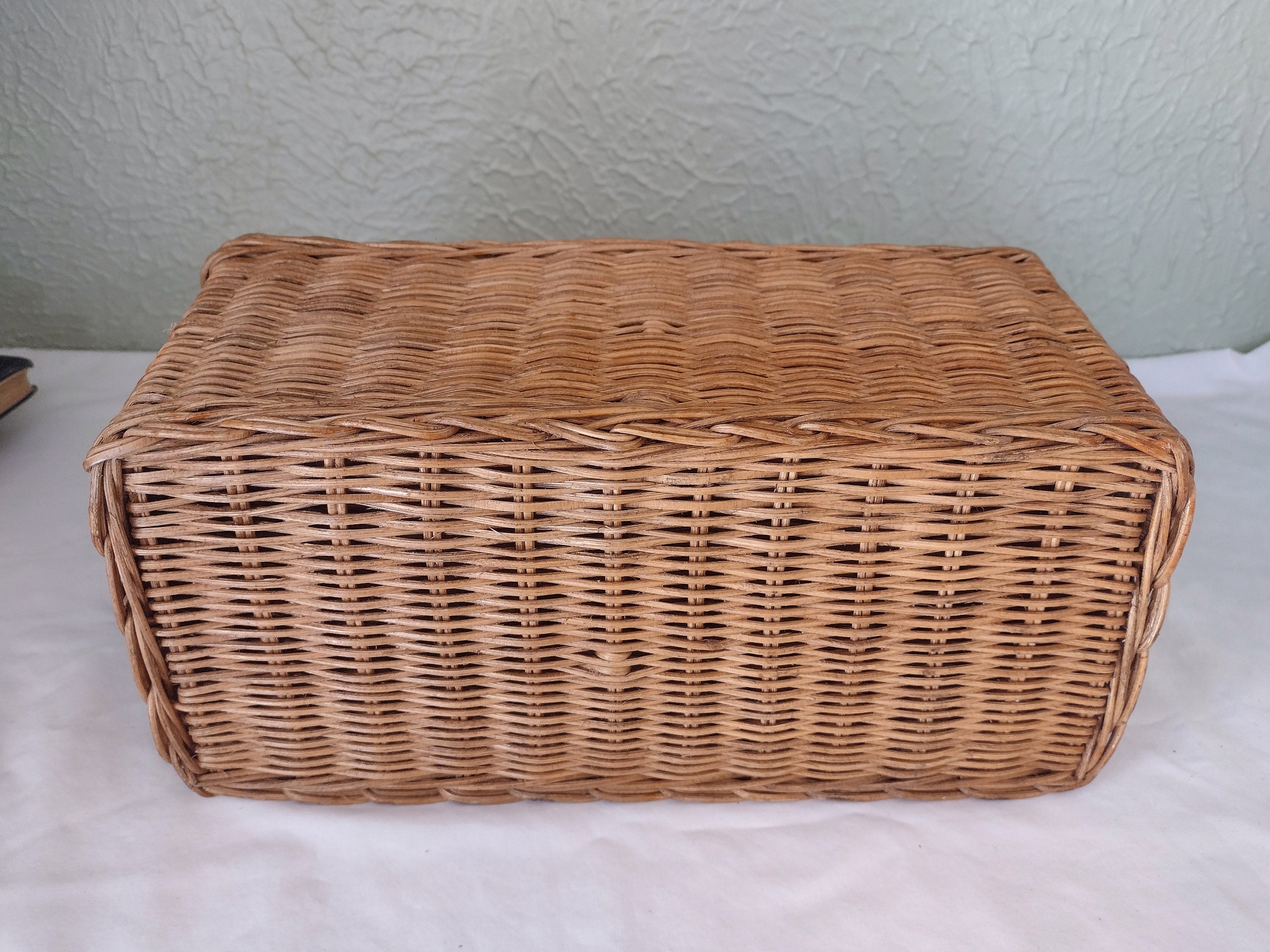 Vintage Wicker Basket Rattan Mail/letter Holder Sorter Etsy