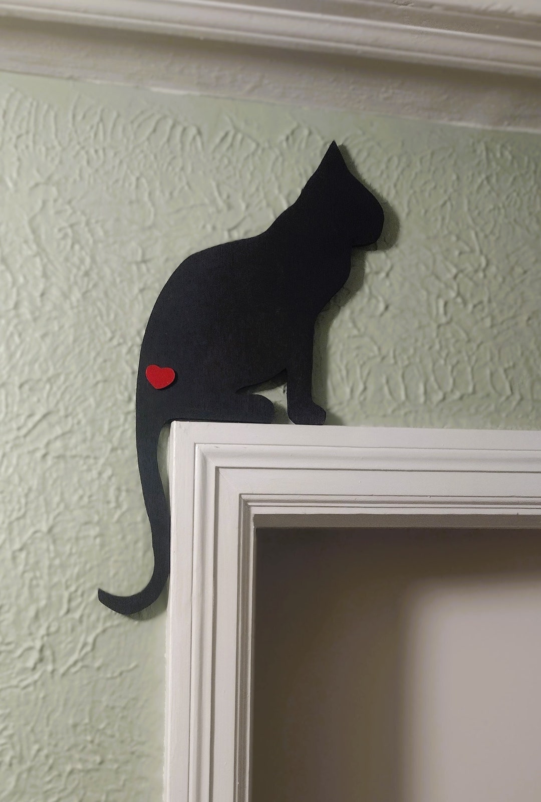 Vintage Corner Cat Door Frame Decor Black Cat Wood Cutout Silhouette