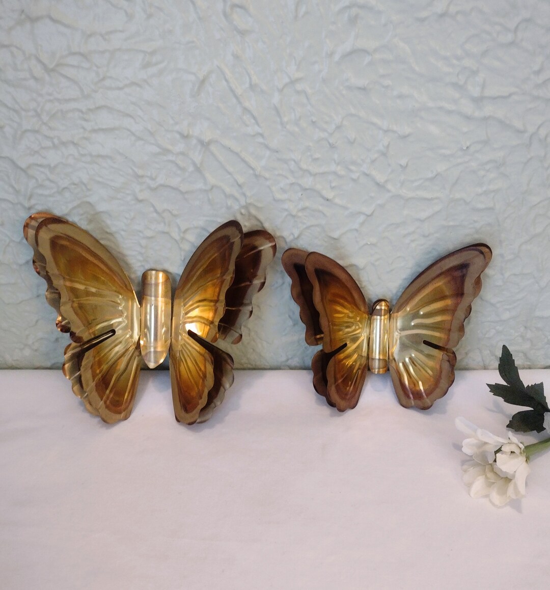 Vintage Set of 2 Gold Metal Butterflies Wall Decor/ Metal Etsy