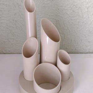 Vintage Beige Plastic Desk Organizer - Modern/Space Age Design -  Pen/Pencil Holder - Retro/Office/Desktop/MCM/Man Cave
