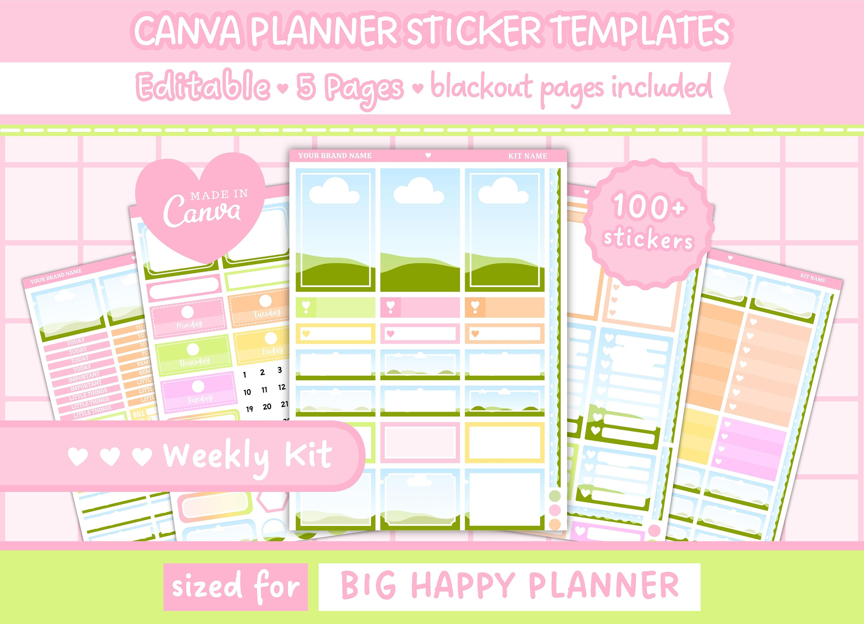 Canva Editable Planner Sticker Template | Big Happy Planner ...