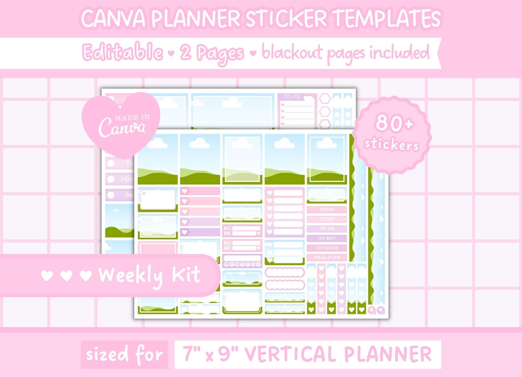 Canva Editable Planner Sticker Template Erin Condren Planner Stickers ...