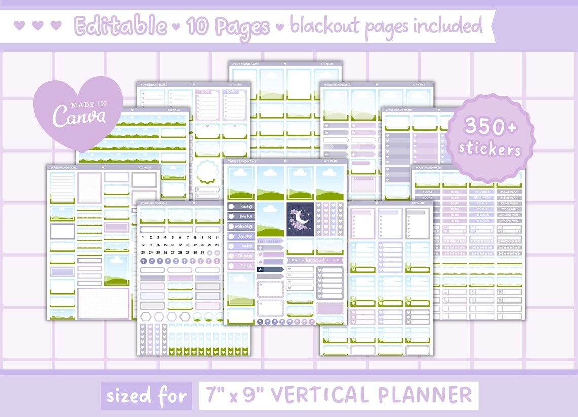 Canva Editable Planner Sticker Template | Erin Condren Weekly Sticker ...