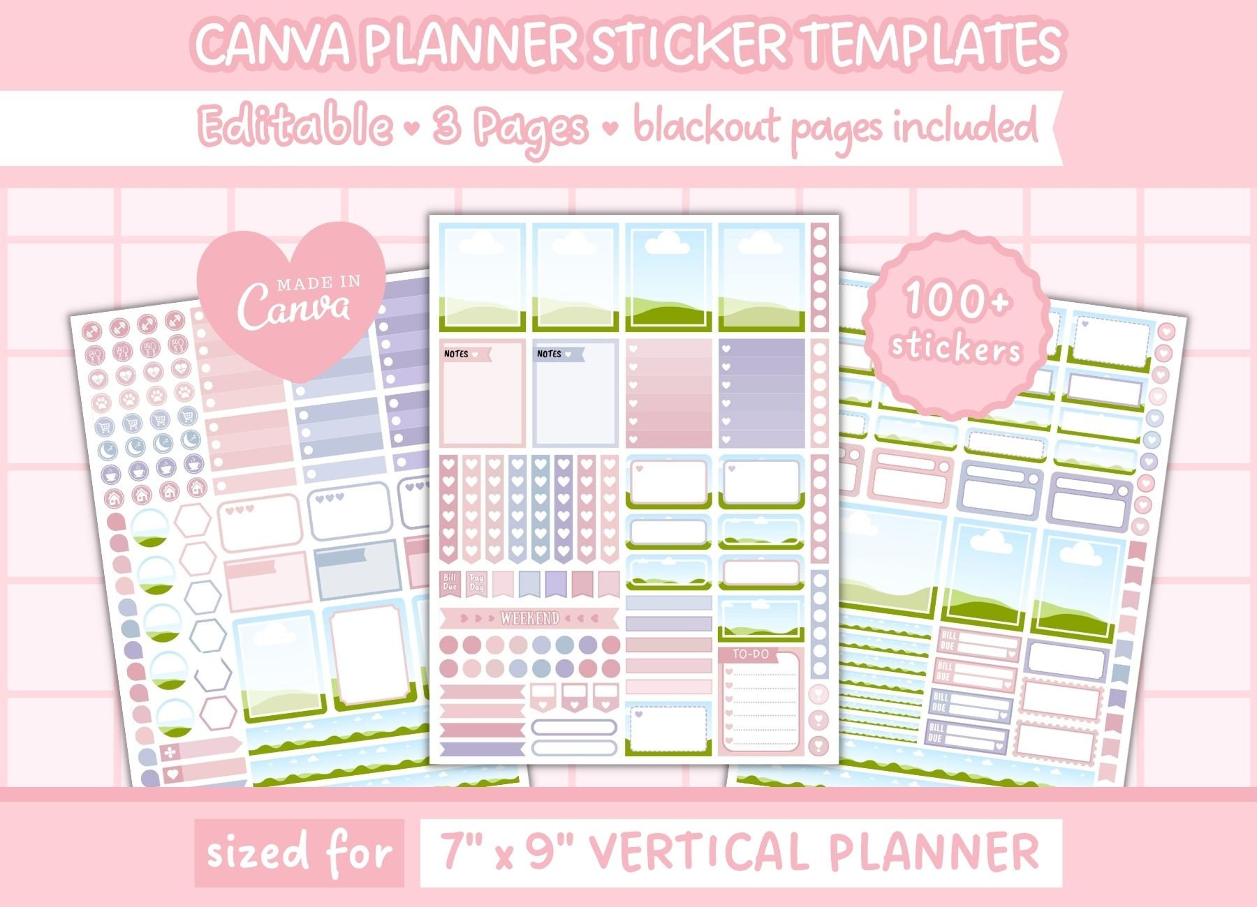 Canva Editable Planner Sticker Template | Erin Condren Planner Stickers ...