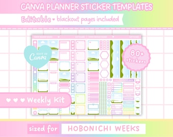 Canva Editable Planner Sticker Template | Hobonichi Weeks | Weekly Kit | Commercial Use | Instant Download