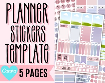 Canva Template for Planner Stickers Commercial Use Fits - Etsy