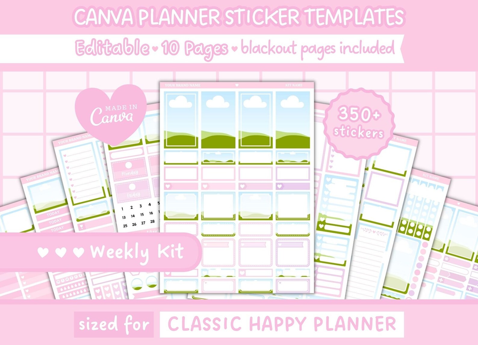 Canva Editable Planner Sticker Template | Classic Happy Planner ...