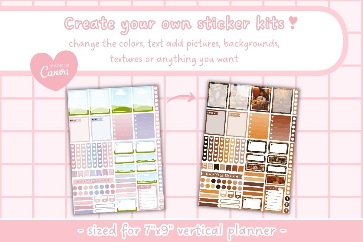 Canva Editable Planner Sticker Template | Erin Condren Planner Stickers ...