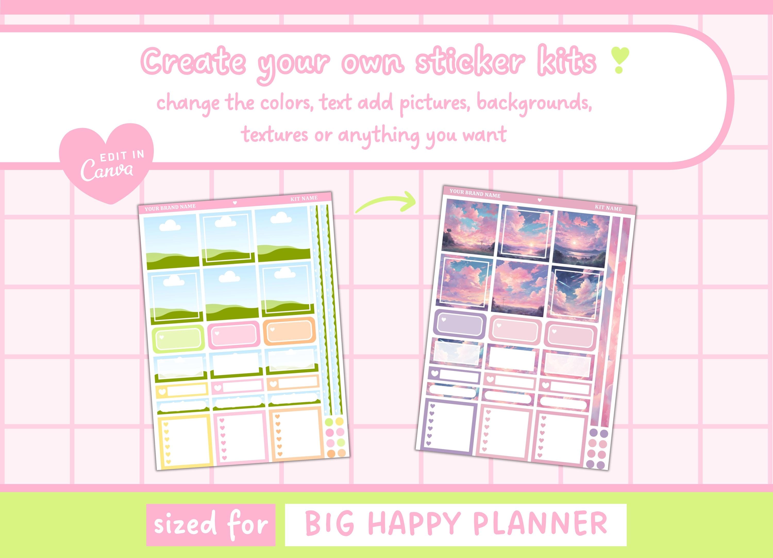 Canva Editable Planner Sticker Template | Big Happy Planner | Monthly ...