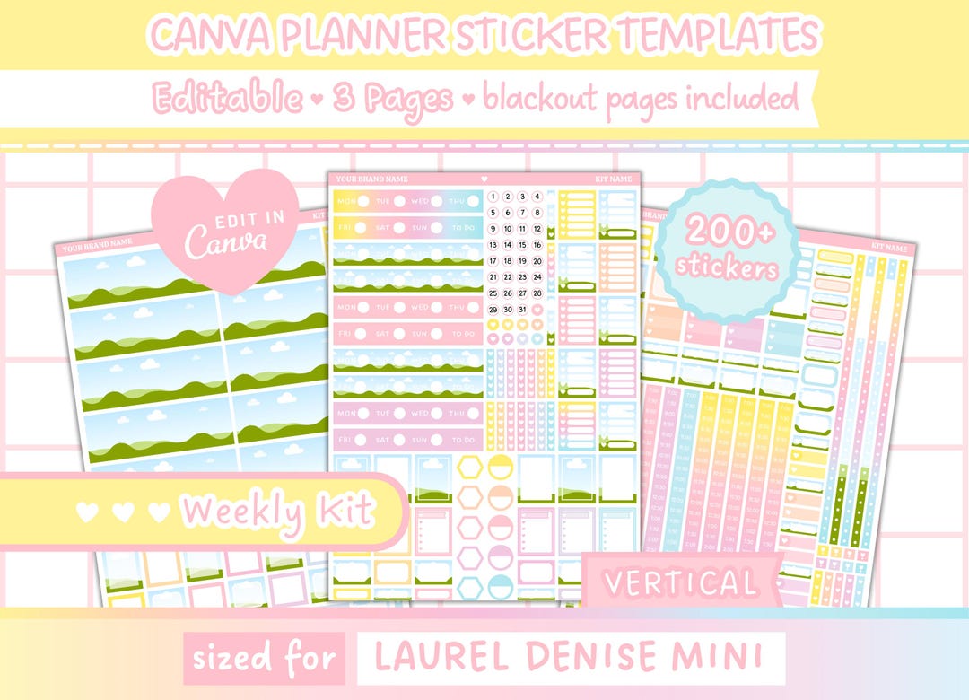 Canva Editable Planner Sticker Template | Laurel Denise Mini | Weekly ...
