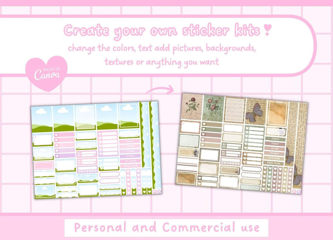 Canva Editable Planner Sticker Template | Erin Condren Planner Stickers ...