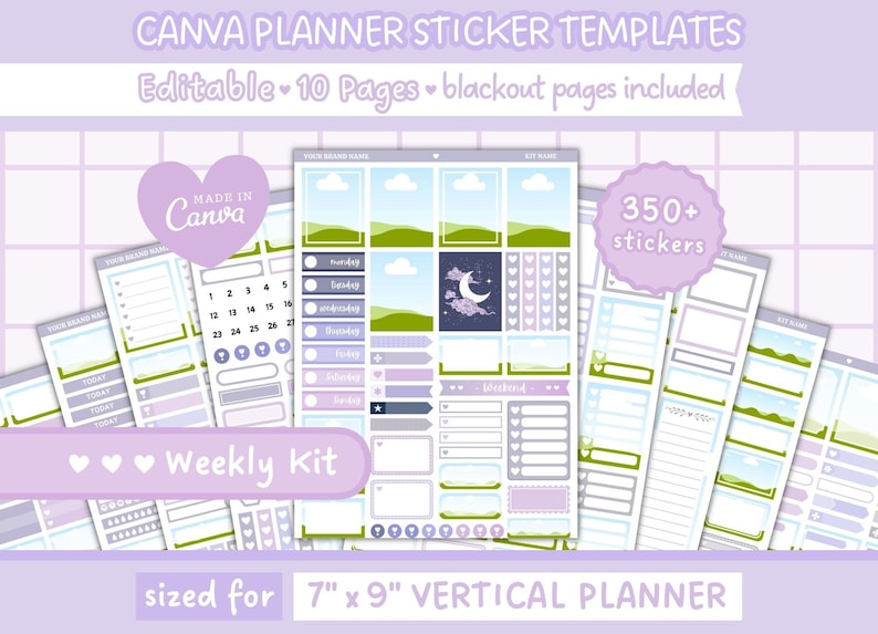 Canva Editable Planner Sticker Template | Erin Condren Weekly Sticker ...