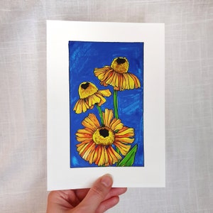 Giclée Kunstdruck / Aquarellbild / Gouache / Karte Sommer auf Papier